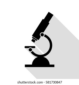 Chemistry microscope sign for laboratory. Black icon with flat style shadow path.