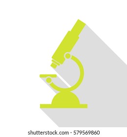 Chemistry microscope sign for laboratory. Pear icon with flat style shadow path.