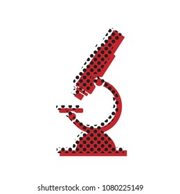 Chemistry microscope sign for laboratory. Vector. Brown icon with shifted black circle pattern as duplicate at white background. Isolated.