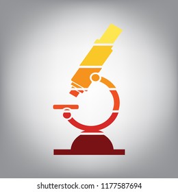Chemistry microscope sign for laboratory. Vector. Horizontally sliced icon with colors from sunny gradient in gray background.
