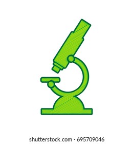 Chemistry microscope sign for laboratory. Vector. Lemon scribble icon on white background. Isolated