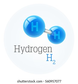 Chemistry model of hydrogen molecule. Scientific elements and particles. Science research vector illustration. Isolated on white background. Chemical and physical concept icon for education