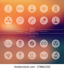 chemistry modern icons for mobile interface on blurred background