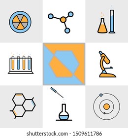 Chemistry modern technology icons. vector graphics