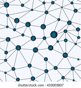 Chemistry molecular vector seamless texture illustrating crystal lattice