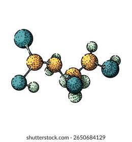 química molécula átomo desenhado à mão. elétron de ligação, nêutron de próton, elemento composto química molécula átomo esboço de vetor.