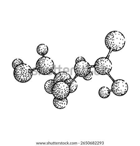 chemistry molecule atom hand drawn. bonding electron, proton neutron, element compound chemistry molecule atom vector sketch. isolated black illustration
