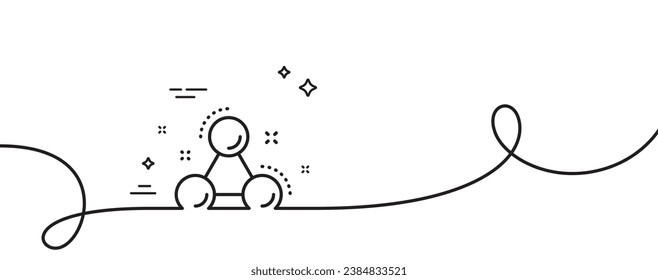 Chemistry molecule line icon. Continuous one line with curl. Laboratory atom sign. Analysis symbol. Chemistry molecule single outline ribbon. Loop curve pattern. Vector