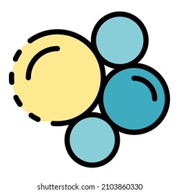 Icono de moléculas de química. Esquema moléculas de química vectorial color de icono plano aislado