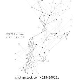 Chemistry network decoration. Connect design with dots and polygonal lines. Technical formula atom