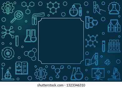 Chemistry outline blue modern frame with empty space for text. Vector Science concept illustration