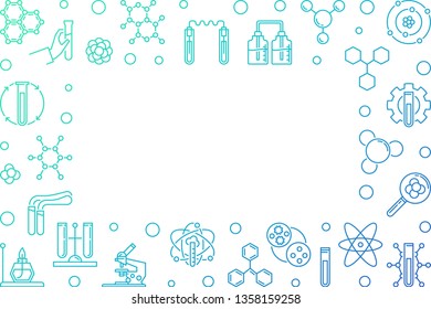 Chemistry outline colored vector horizontal frame with empty space for your text