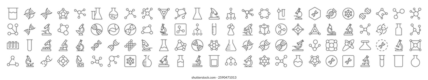 Chemistry Outline Style Icons for Design, Cards, Apps, Social Networks 