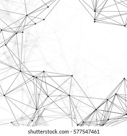 Chemistry pattern, connecting lines and dots, molecule structure on white, scientific medical DNA research, geometric graphic background. Medicine, science and technology concept. Minimalistic design