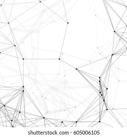 Chemistry pattern, connecting lines and dots, molecule structure on white, scientific medical DNA research, geometric graphic background. Medicine, science and technology concept. Minimalistic design.