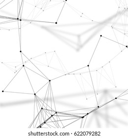 Chemistry pattern, connecting lines and dots, molecule structure on white, scientific medical DNA research, geometric graphic background. Medicine, science and technology concept. Minimalistic design.