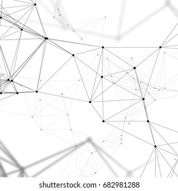 Chemistry pattern, connecting lines and dots, molecule structure on white, scientific medical DNA research, geometric graphic background. Medicine, science and technology concept. Minimalistic design.