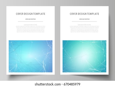 Chemistry pattern, molecule structure, medical DNA research. Medicine concept. Business templates for brochure, magazine, flyer, booklet, report. Cover design template, vector layout in A4 size