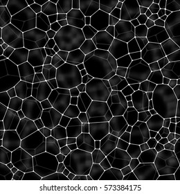 Chemistry pattern, polygonal molecule structure on black background. Medicine, science, microbiology concept, vector illustration