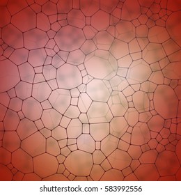 Chemistry pattern, polygonal molecule structure on red background. Medicine, science, microbiology concept, vector illustration