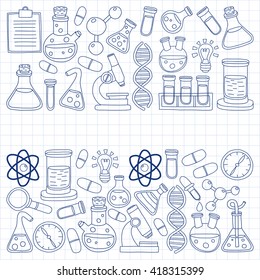 Chemistry Pharmacology Natural sciences Vector doodle set