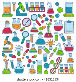 Chemistry Pharmacology Natural sciences Vector doodle set