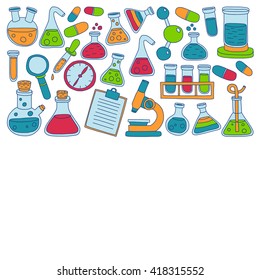 Chemistry Pharmacology Natural sciences Vector doodle set