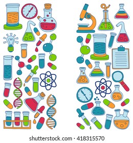 Chemistry Pharmacology Natural sciences Vector doodle set