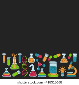 Chemistry Pharmacology Natural sciences Vector doodle set