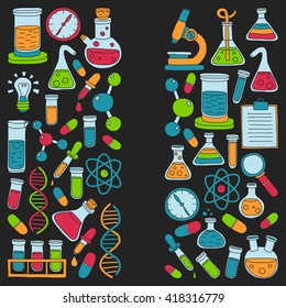 Chemistry Pharmacology Natural sciences Vector doodle set