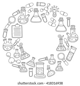 Chemistry Pharmacology Natural sciences Vector doodle set