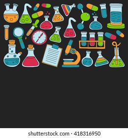 Chemistry Pharmacology Natural sciences Vector doodle set