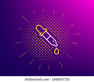 Chemistry pipette line icon. Halftone pattern. Laboratory sign. Analysis lab symbol. Gradient background. Chemistry pipette line icon. Yellow halftone pattern. Vector