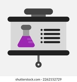 Icono de presentación química en estilo plano, uso para presentación de aplicaciones móviles en sitios web