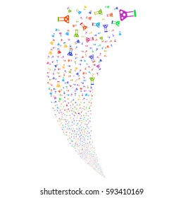 Chemistry random fireworks stream. Vector illustration style is flat bright multicolored iconic symbols on a white background. Object fountain organized from scattered pictographs.