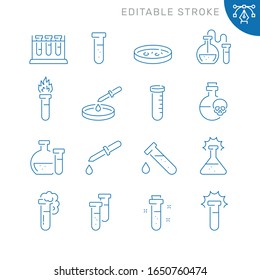  Chemistry related icons. Editable stroke. Thin vector icon set