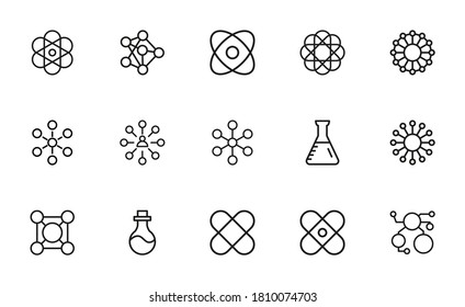 Chemistry related vector icon set. Well-crafted sign in thin line style with editable stroke. Vector symbols isolated on a white background. Simple pictograms.