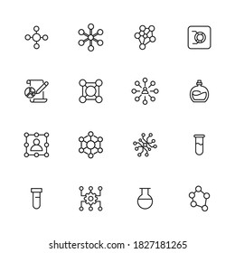 Chemistry related vector icon set. Well-crafted sign in thin line style with editable stroke. Vector symbols isolated on a white background. Simple pictograms.