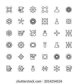 Chemistry related vector icon set. Well-crafted sign in thin line style with editable stroke. Vector symbols isolated on a white background. Simple pictograms.