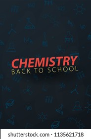 Chemistry School subject with hand-draw doodles. Education banner. Vector illustration