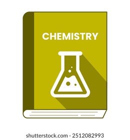 Disciplina da escola de Química apresentada no desenho de um livro. Design simples de vetor plano para educação.