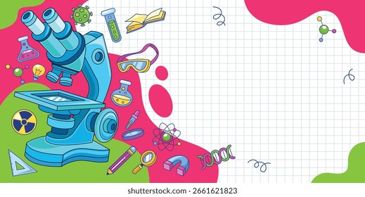 Fondo de Vector de Anuncio de Plantilla de elementos de química y ciencia