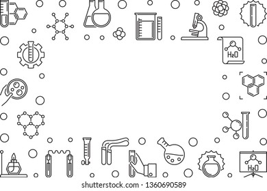 Chemistry Science horizontal frame with empty space - vector illustration made with chemical outline concept icons