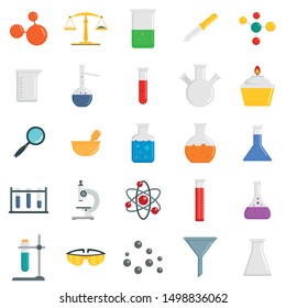 Chemistry science icon set. Flat set of chemistry science vector icons for web design