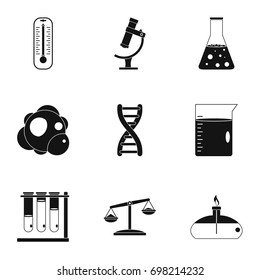 Chemistry science icon set. Simple style set of 9 chemistry science vector icons for web isolated on white background