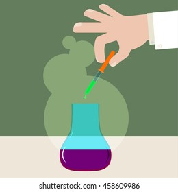 chemistry science. laboratory experience with liquid. school lesson.