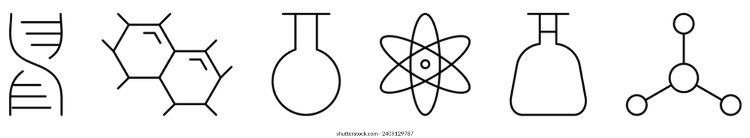 Chemistry and science line icons. Vector illustration isolated on transparent background
