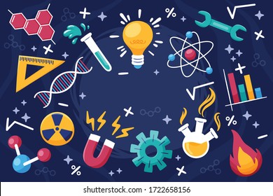 la química y la ciencia señalizan el vector de fondo
