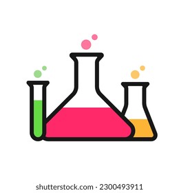 Icono del vector de química y ciencia. Vasos de laboratorio.