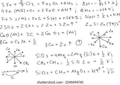 Chemie. Wissenschaftlicher, pädagogischer Hintergrund. Geschrieben von Hand.